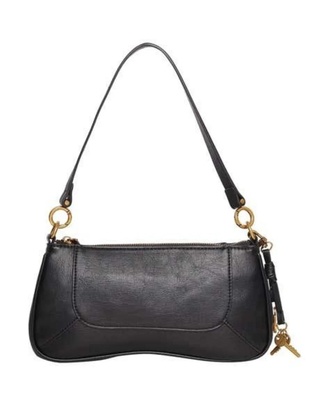 Classic Black Leather Shoulder Bag